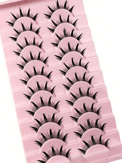 Manga Lashes Wet Look Thai Style Anime Cosplay False Eyelashes 18mm Spiky Thick Dramatic Doll Lashes Japanese Korean Lashes 10Pairs