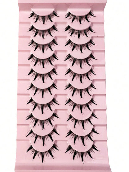 Manga Lashes Wet Look Thai Style Anime Cosplay False Eyelashes 18mm Spiky Thick Dramatic Doll Lashes Japanese Korean Lashes 10Pairs