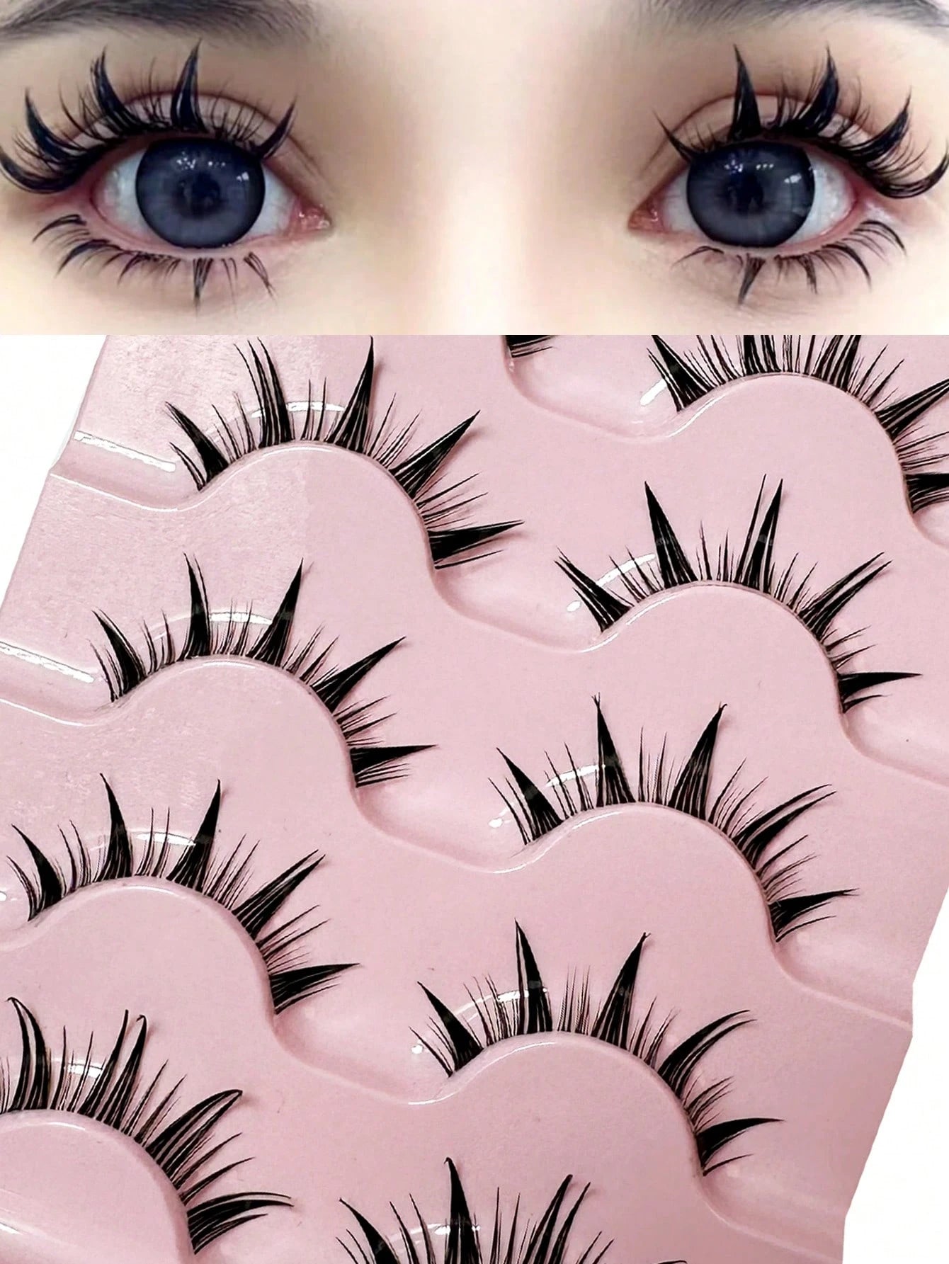 Manga Lashes Wet Look Thai Style Anime Cosplay False Eyelashes 18mm Spiky Thick Dramatic Doll Lashes Japanese Korean Lashes 10Pairs
