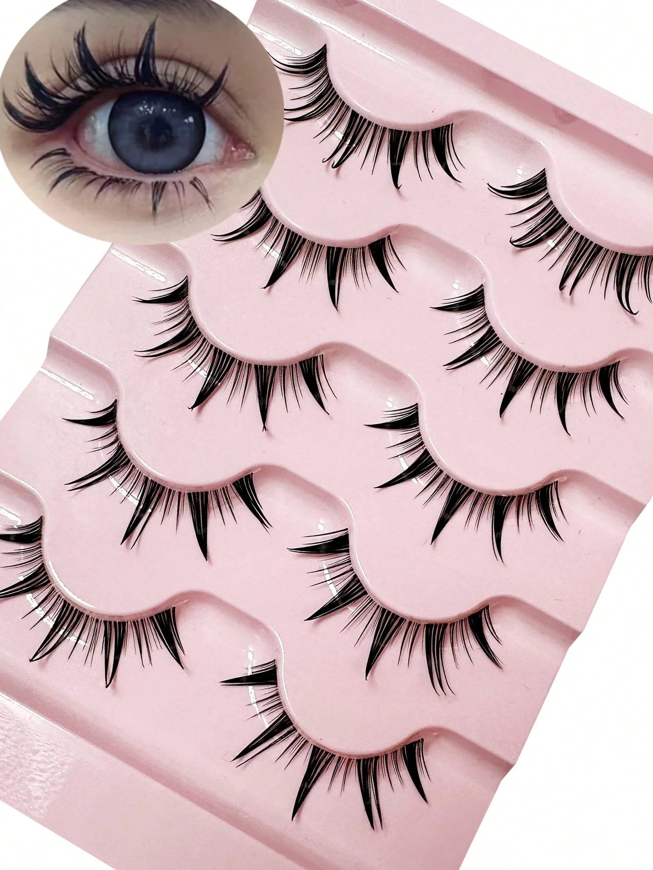 Manga Lashes Wet Look Thai Style Anime Cosplay False Eyelashes 18mm Spiky Thick Dramatic Doll Lashes Japanese Korean Lashes 10Pairs