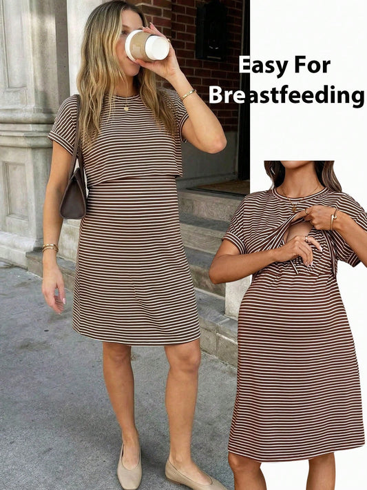 Maternity Summer Casual Striped Nursing Dress Summer Outfits Vacation Outfits Casual World Cup