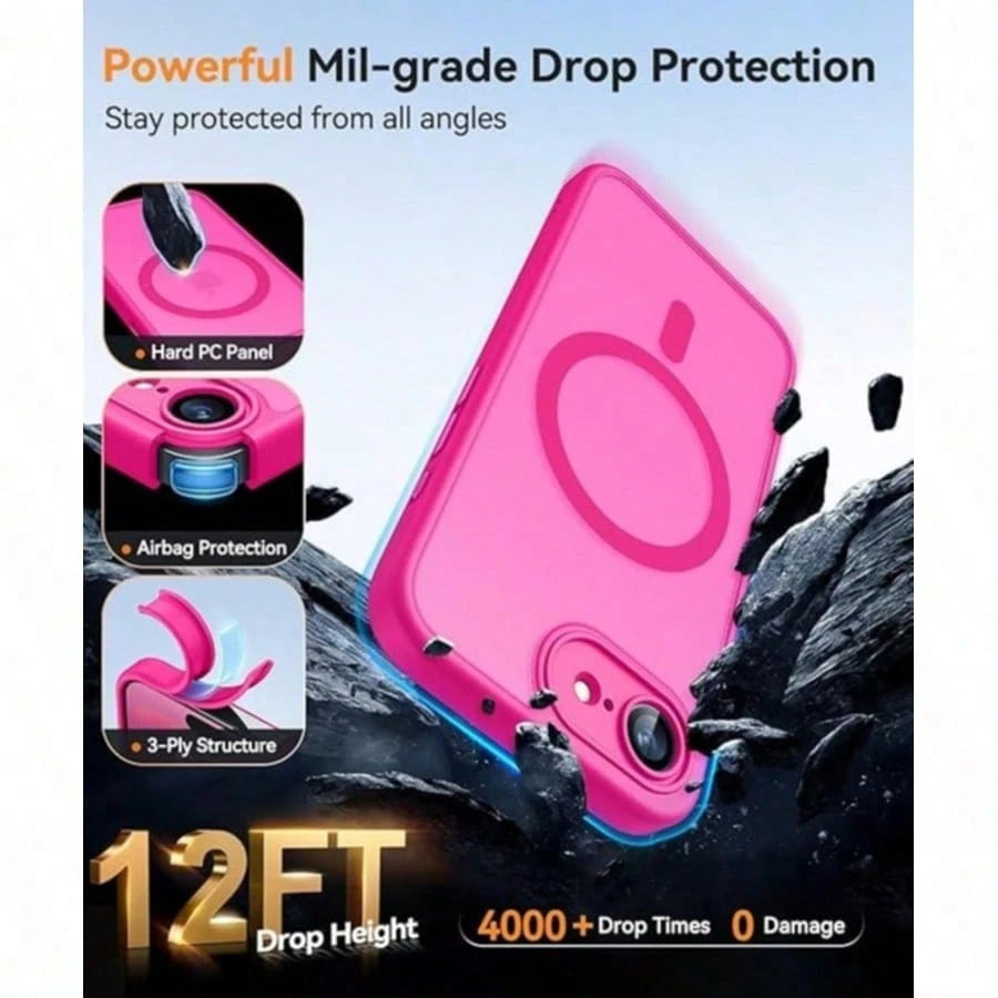 Matte Semi-Transparent Magnetic Phone Case Compatible With IPhone 17E 16E 17 Air 16 15 14 13 12 11 Plus Pro Max Lens Protection Shockproof Protective Cover