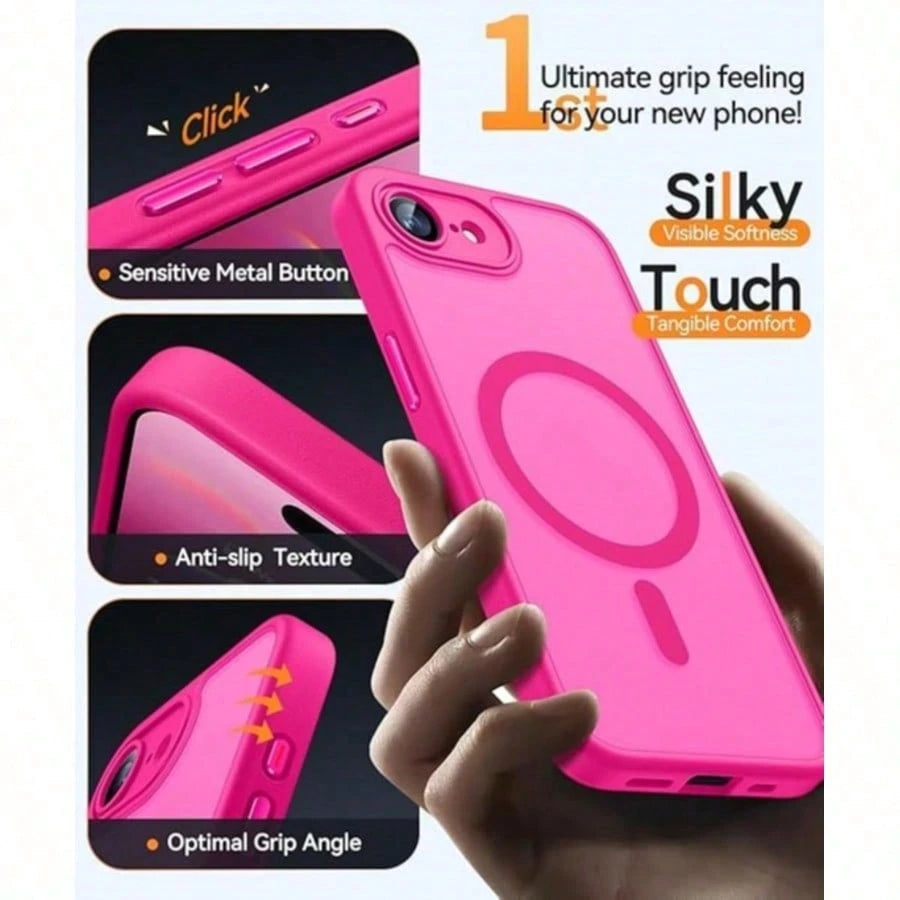Matte Semi-Transparent Magnetic Phone Case Compatible With IPhone 17E 16E 17 Air 16 15 14 13 12 11 Plus Pro Max Lens Protection Shockproof Protective Cover