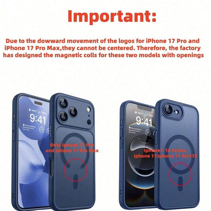 Matte Semi-Transparent Magnetic Phone Case Compatible With IPhone 17E 16E 17 Air 16 15 14 13 12 11 Plus Pro Max Lens Protection Shockproof Protective Cover
