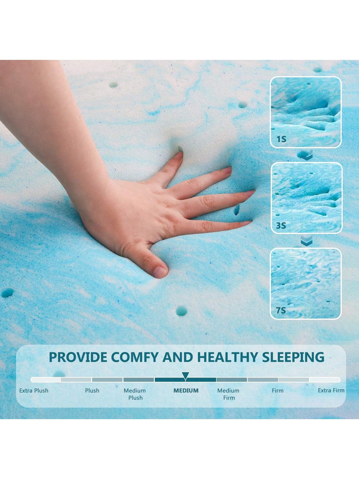 Mattress Topper, Cooling Gel Memory Foam Mattress Topper For Twin/Twin XL/Full/Queen/King Size Bed, Sleeper Sofa, RV, Camper, CertiPUR-US Certified