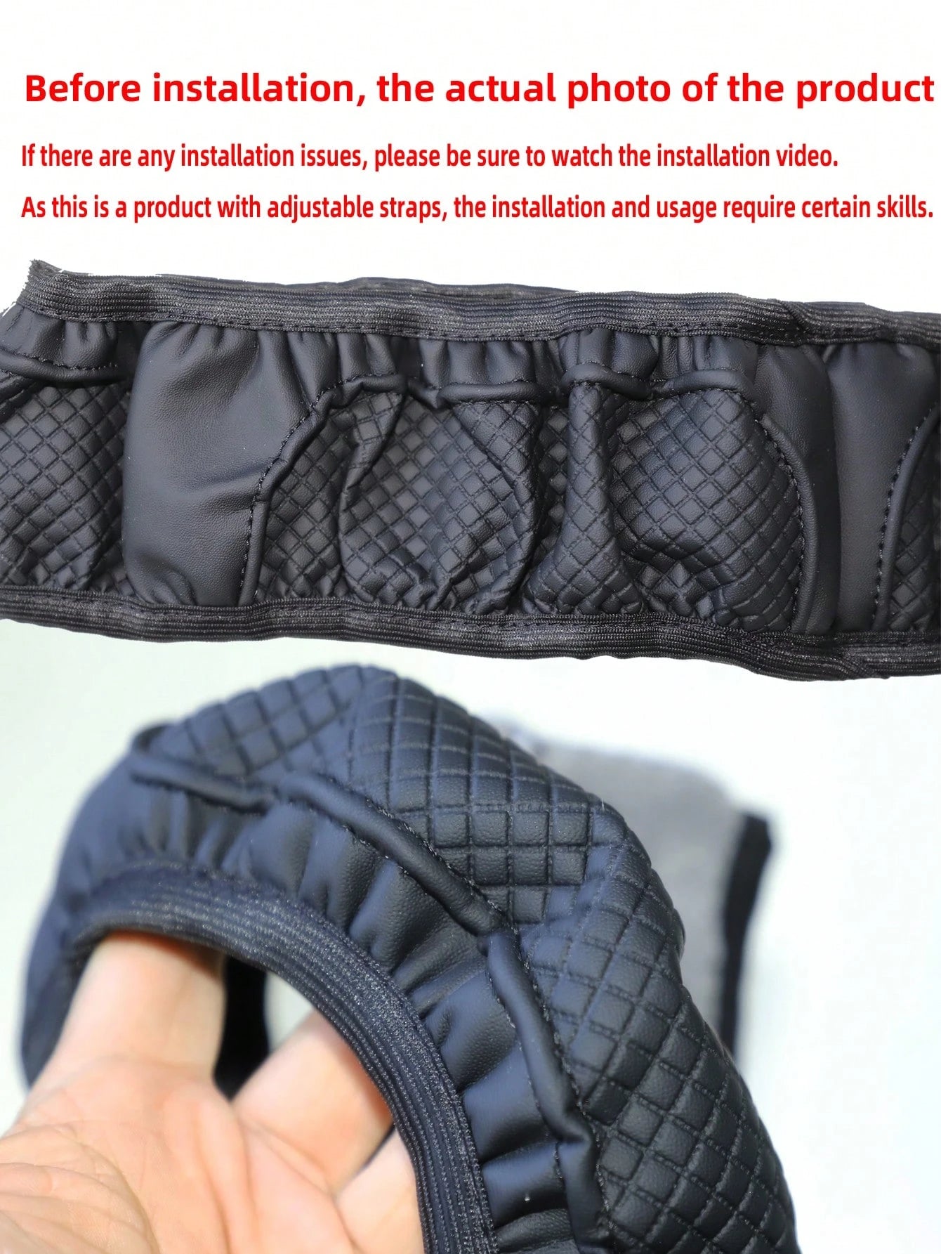 MEIKAXIU 1pc 3d Embossed Leather Non-Slip Car Steering Wheel Cover, Comfortable Soft, Suitable For 14.5-15inch Auto Accessories