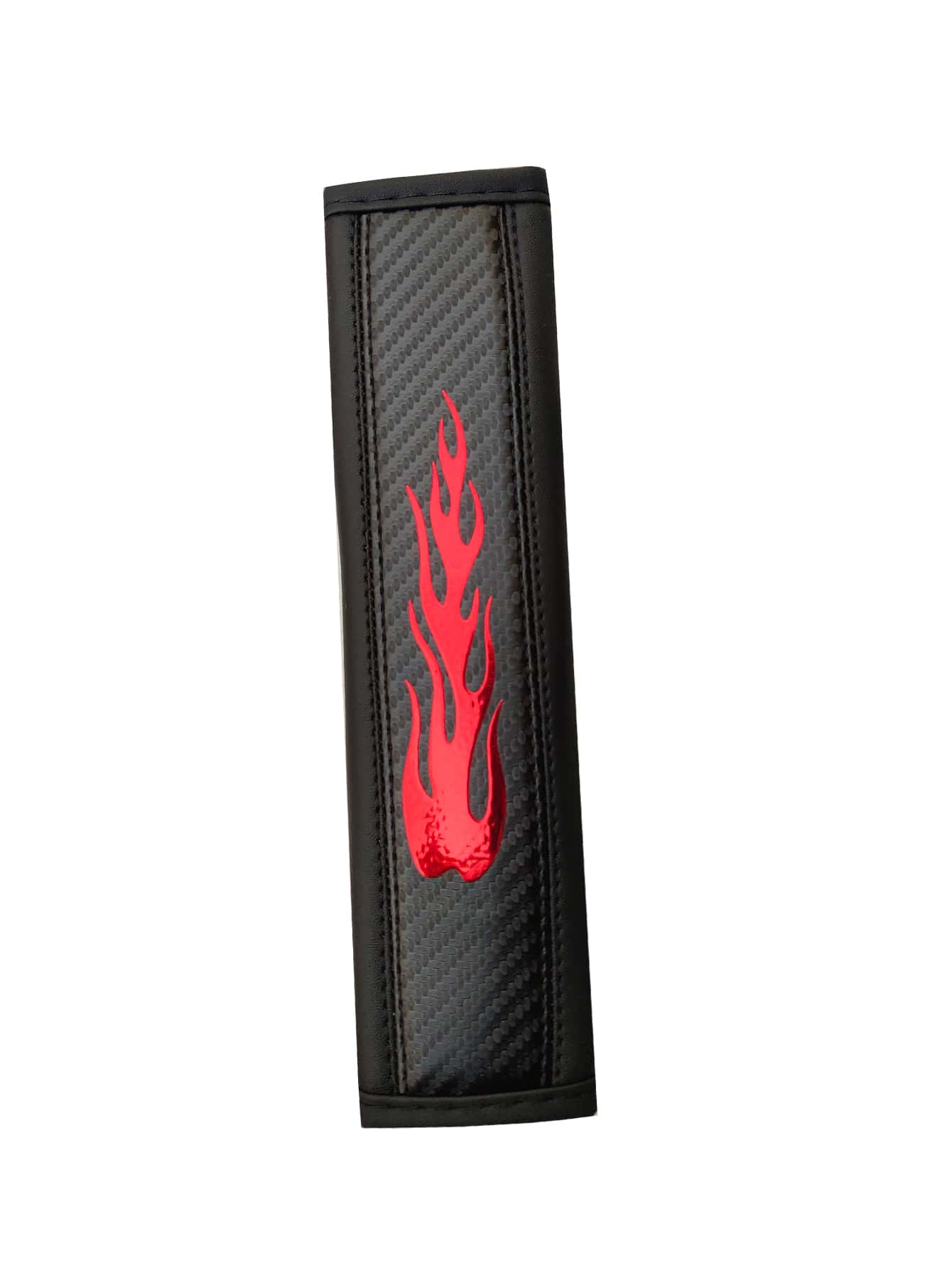 MEIKAXIU 1pc Carbon Fiber Leather Pattern Flame Design Car Seat Belt Cover,Universal Car Interior Decoration Accessories