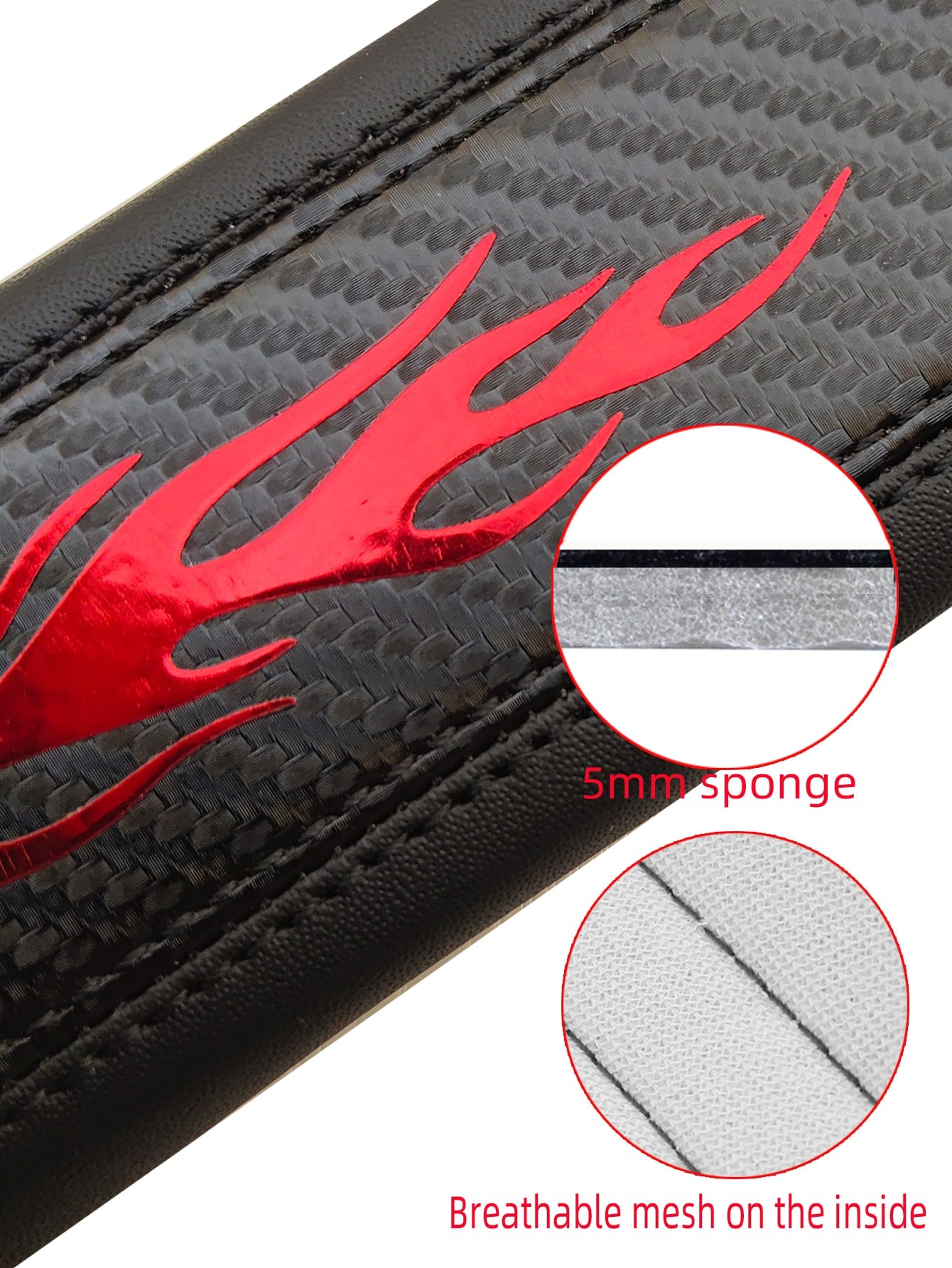 MEIKAXIU 1pc Carbon Fiber Leather Pattern Flame Design Car Seat Belt Cover,Universal Car Interior Decoration Accessories