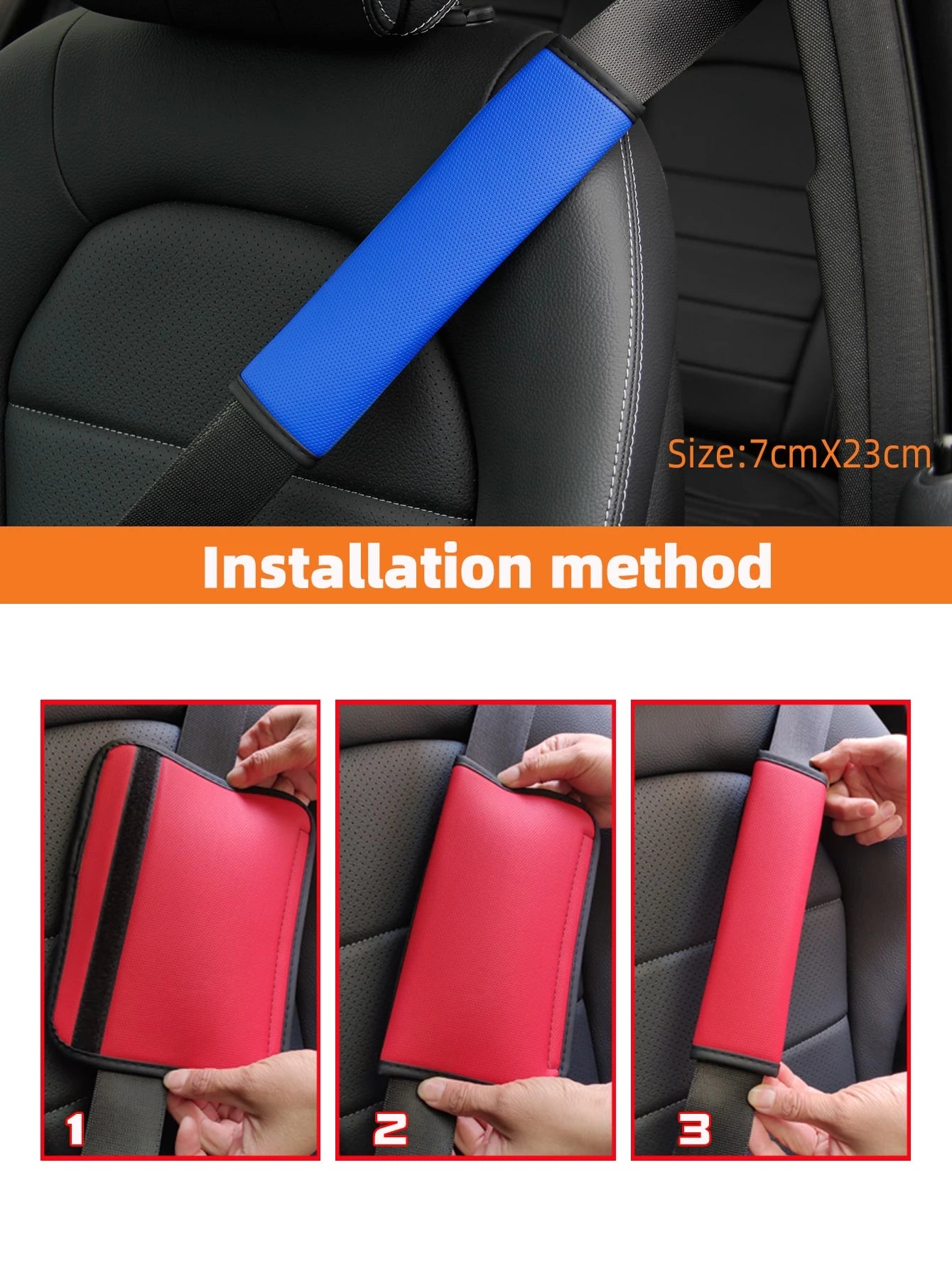MEIKAXIU 1pc Comfortable Breathable PU Leather Perforated Car Seat Belt Shoulder Cover Accessory