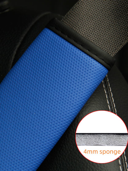 MEIKAXIU 1pc Comfortable Breathable PU Leather Perforated Car Seat Belt Shoulder Cover Accessory
