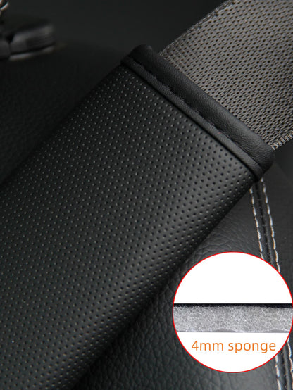 MEIKAXIU 1pc Comfortable Breathable PU Leather Perforated Car Seat Belt Shoulder Cover Accessory