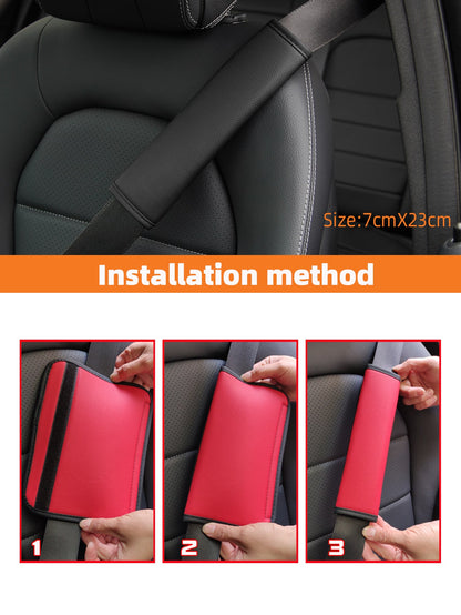 MEIKAXIU 1pc Comfortable Breathable PU Leather Perforated Car Seat Belt Shoulder Cover Accessory