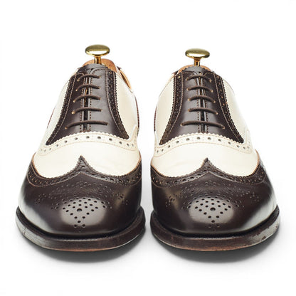 'Melly' Dark Brown & Cream Leather Oxford Spectator Brogues UK 8 F