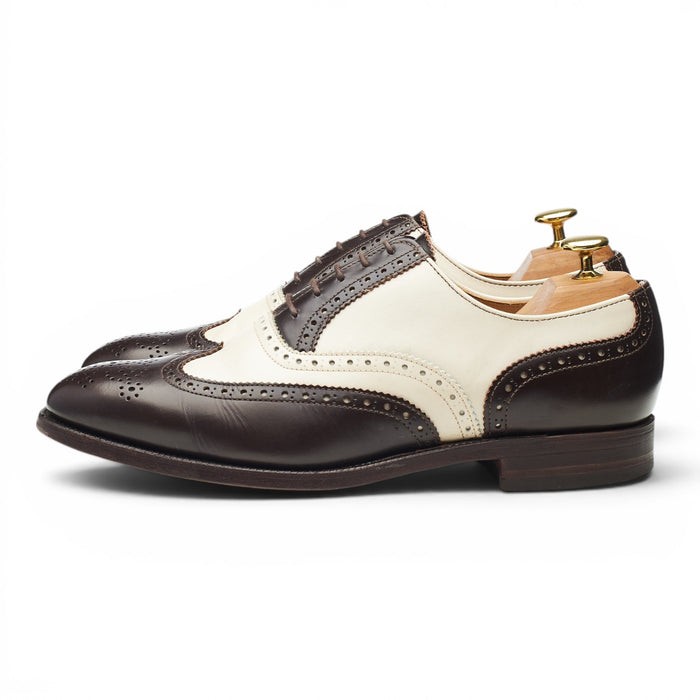 'Melly' Dark Brown & Cream Leather Oxford Spectator Brogues UK 8 F