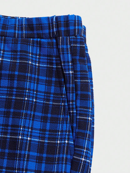 Men Round Neck Tee and Tartan Pants PJ Set