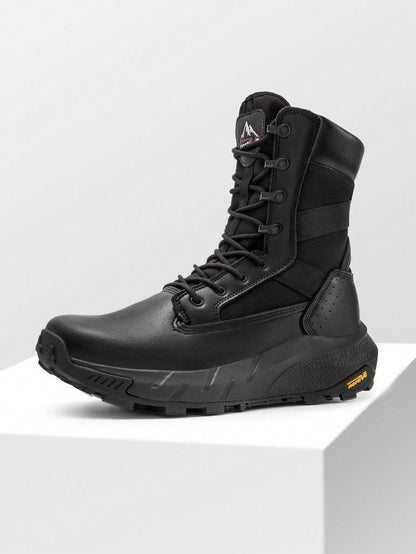 Men's Breathable Tactical Military Work Boots Side Zipper Leather Lightweight Hiking Motorcycle Combat Boots 8 Inches Recon