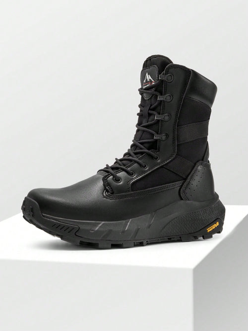 Men's Breathable Tactical Military Work Boots Side Zipper Leather Lightweight Hiking Motorcycle Combat Boots 8 Inches Recon