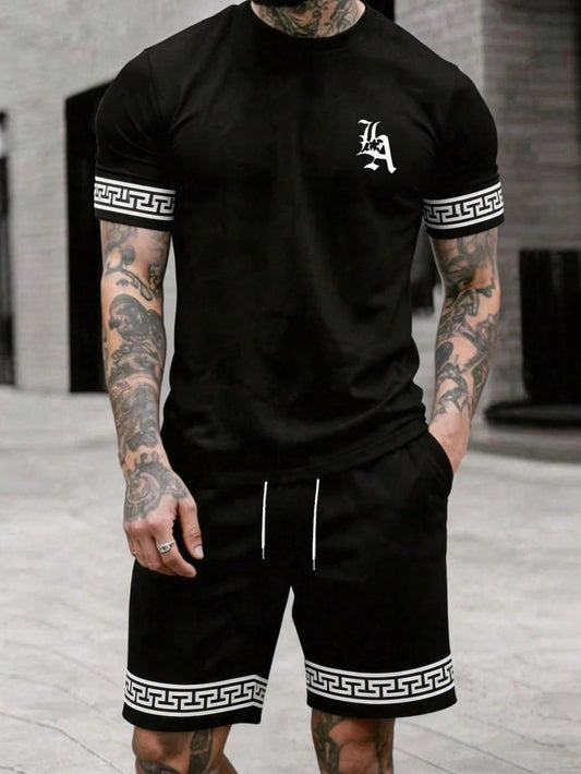 Men's Summer Thin Minimalist Fashion Outdoor Commute Running Shorts Set Casual Sports T-Shirt Set