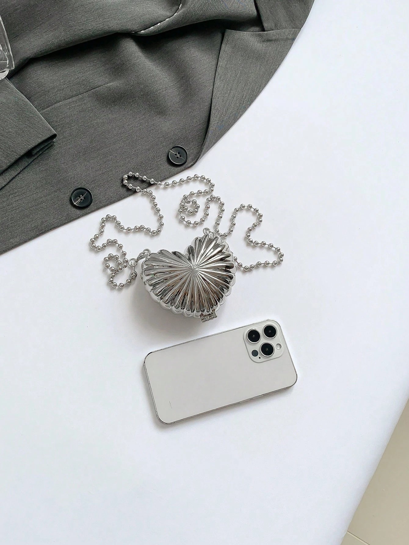 Metal Material Heart-Shaped Mini Evening Bag Women's Personalized Fashion Chain Lipstick Bag Suitable For Valentine's Day, Party, Date Use Shoulder Crossbody Bag Coin Purse