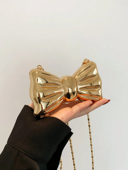 Metal Material Heart-Shaped Mini Evening Bag Women's Personalized Fashion Chain Lipstick Bag Suitable For Valentine's Day, Party, Date Use Shoulder Crossbody Bag Coin Purse