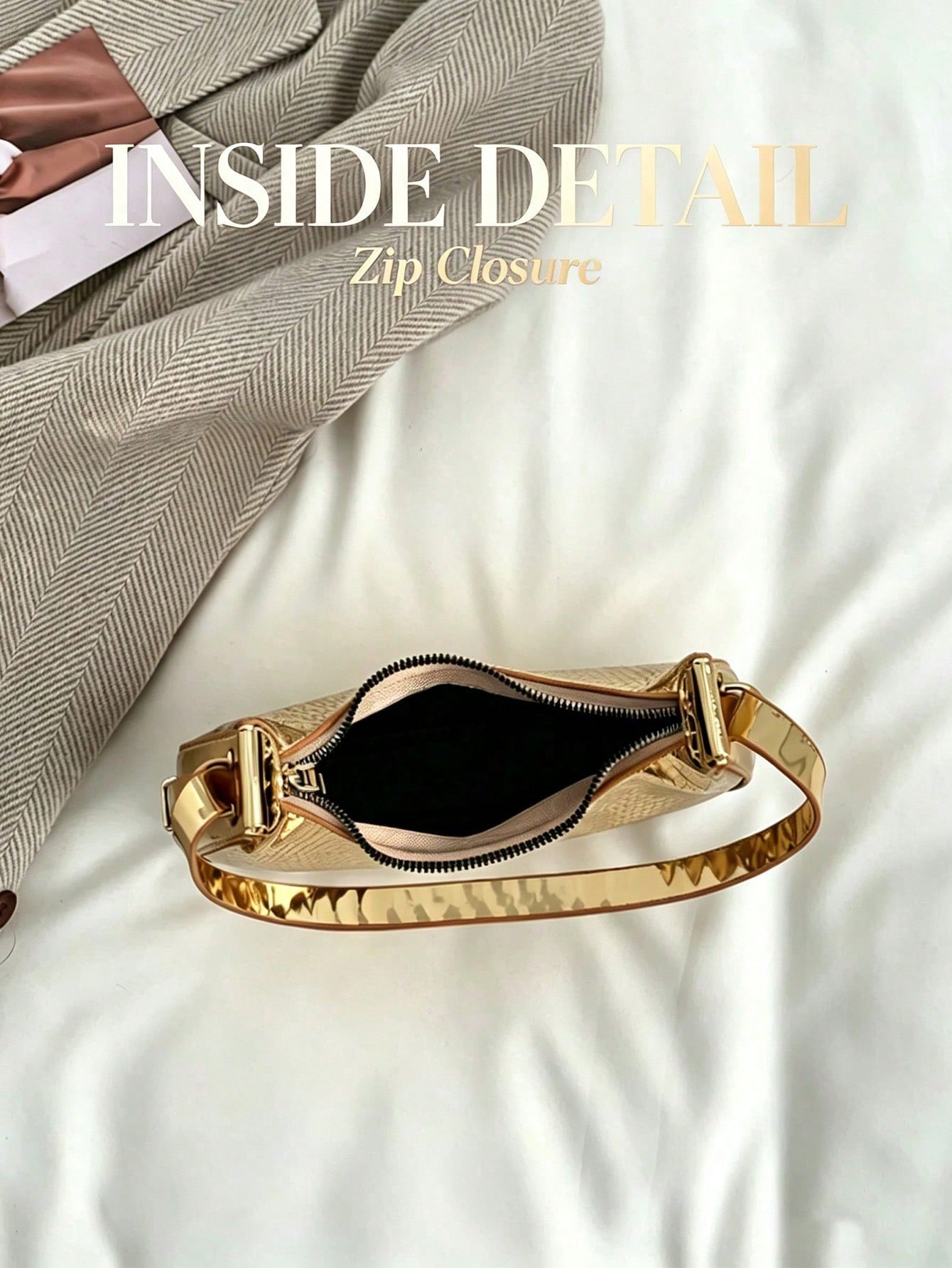 Metallic Snakeskin Embossed Hobo Bag Solid Color Crocodile Embossed Shoulder Bag,Wallet,Handbag,Travel Essentials,Beach,Vacation Essentials,Wedding