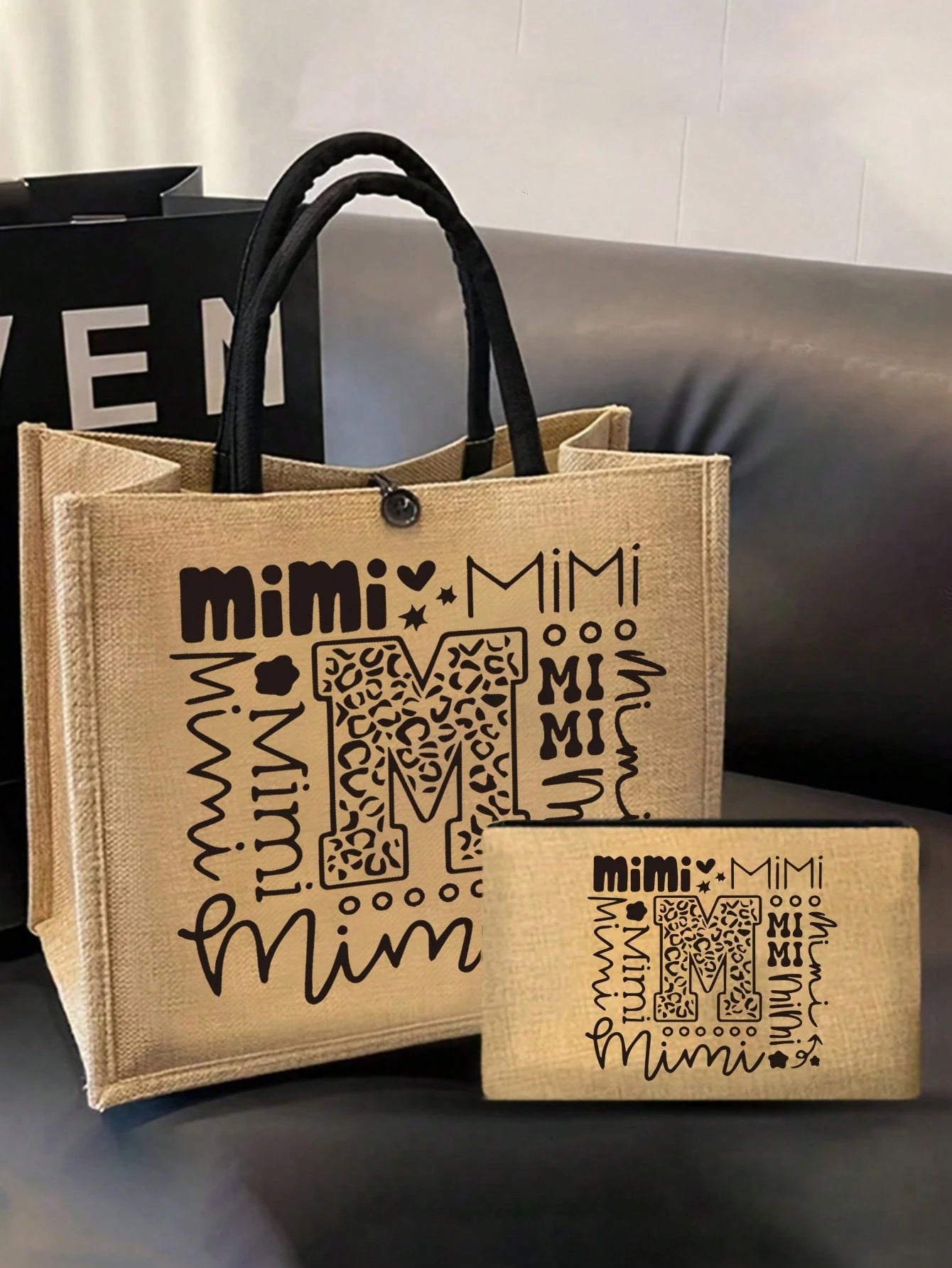 Mimi Pattern Handbag And Snap Pouch: Large Capacity Beach Bag, Suitable For Daily Commute, Travel And Shopping, Also Suitable For Outdoor Picnics, Gatherings, Travel And Shopping. Holiday-Style Design