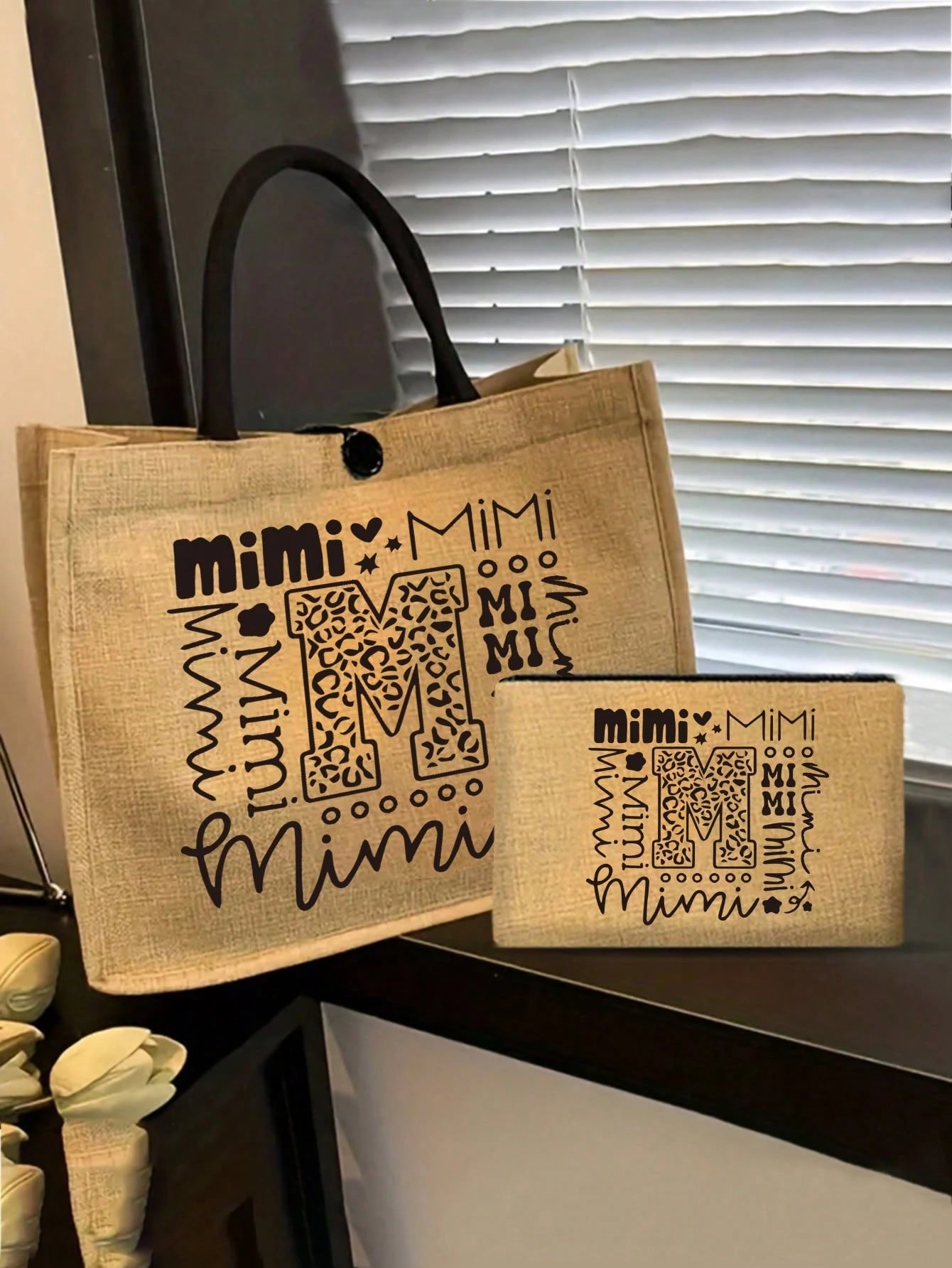 Mimi Pattern Handbag And Snap Pouch: Large Capacity Beach Bag, Suitable For Daily Commute, Travel And Shopping, Also Suitable For Outdoor Picnics, Gatherings, Travel And Shopping. Holiday-Style Design