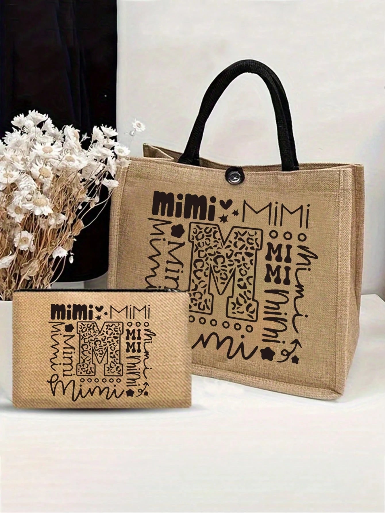 Mimi Pattern Handbag And Snap Pouch: Large Capacity Beach Bag, Suitable For Daily Commute, Travel And Shopping, Also Suitable For Outdoor Picnics, Gatherings, Travel And Shopping. Holiday-Style Design