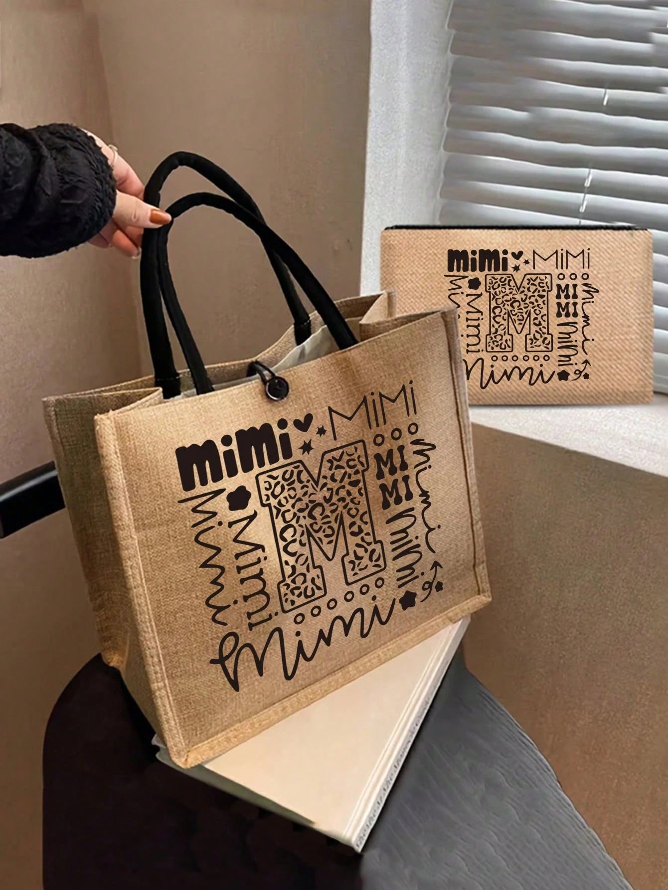 Mimi Pattern Handbag And Snap Pouch: Large Capacity Beach Bag, Suitable For Daily Commute, Travel And Shopping, Also Suitable For Outdoor Picnics, Gatherings, Travel And Shopping. Holiday-Style Design