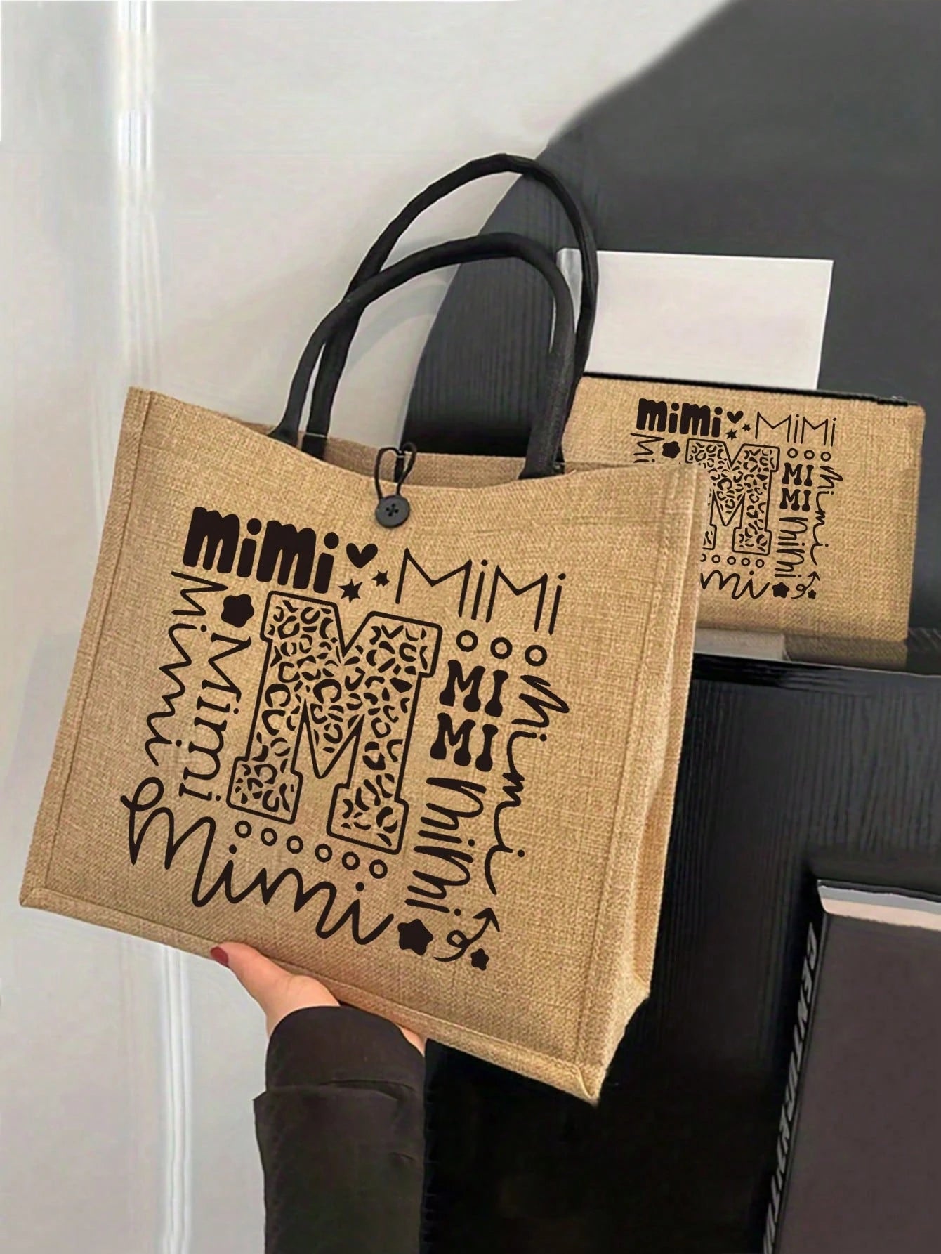Mimi Pattern Handbag And Snap Pouch: Large Capacity Beach Bag, Suitable For Daily Commute, Travel And Shopping, Also Suitable For Outdoor Picnics, Gatherings, Travel And Shopping. Holiday-Style Design