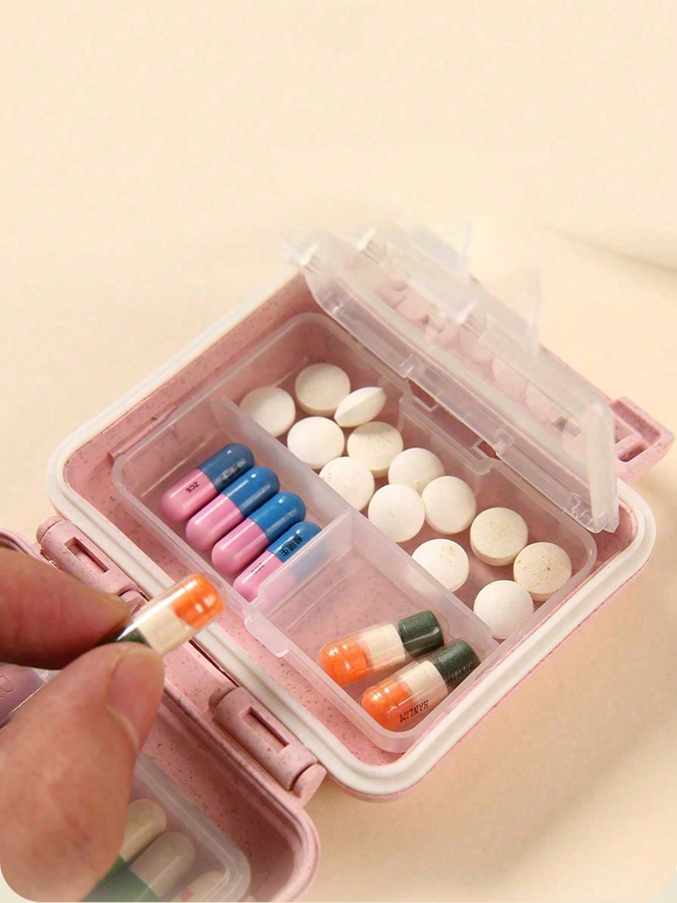 Mini 6-Compartment Portable Pill Case, Medication Storage Box, Travel Pill Box Printed With "My Pill Pack" And Pill Pattern, 6-Slot Small Pill Container, Sealed Pill Packaging Storage Box, 6-Day Weekl