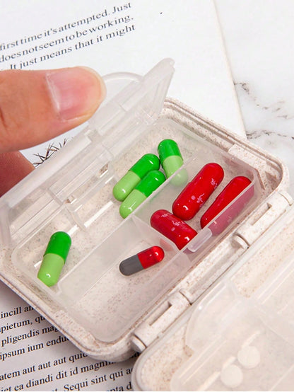 Mini 6-Compartment Portable Pill Case, Medication Storage Box, Travel Pill Box Printed With "My Pill Pack" And Pill Pattern, 6-Slot Small Pill Container, Sealed Pill Packaging Storage Box, 6-Day Weekl