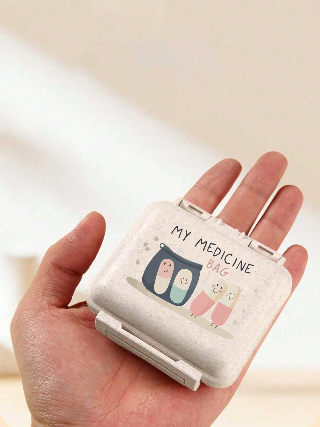 Mini 6-Compartment Portable Pill Case, Medication Storage Box, Travel Pill Box Printed With "My Pill Pack" And Pill Pattern, 6-Slot Small Pill Container, Sealed Pill Packaging Storage Box, 6-Day Weekl