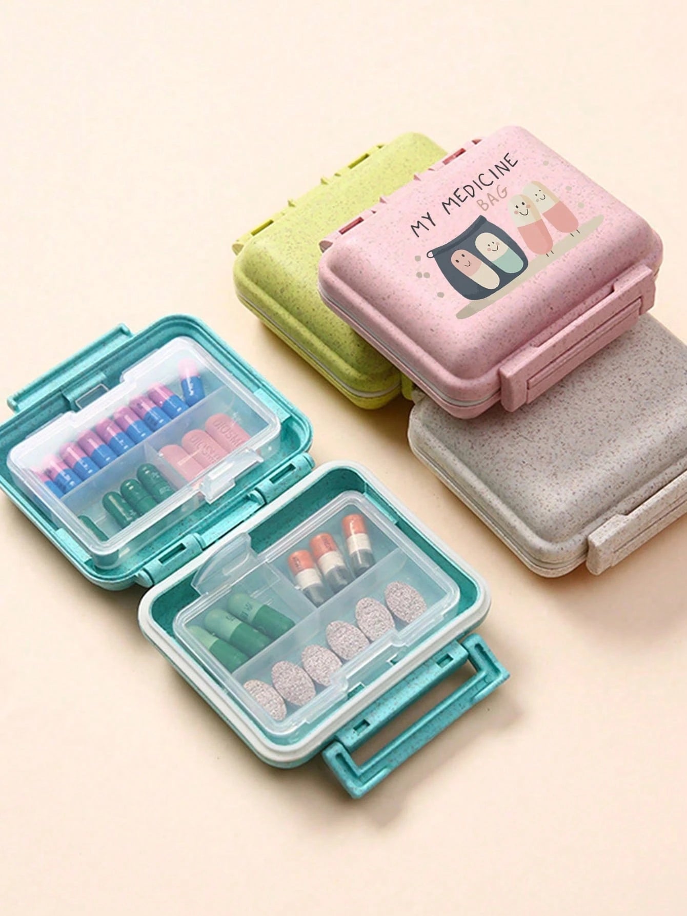 Mini 6-Compartment Portable Pill Case, Medication Storage Box, Travel Pill Box Printed With "My Pill Pack" And Pill Pattern, 6-Slot Small Pill Container, Sealed Pill Packaging Storage Box, 6-Day Weekl
