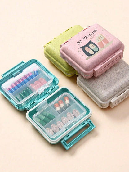 Mini 6-Compartment Portable Pill Case, Medication Storage Box, Travel Pill Box Printed With "My Pill Pack" And Pill Pattern, 6-Slot Small Pill Container, Sealed Pill Packaging Storage Box, 6-Day Weekl