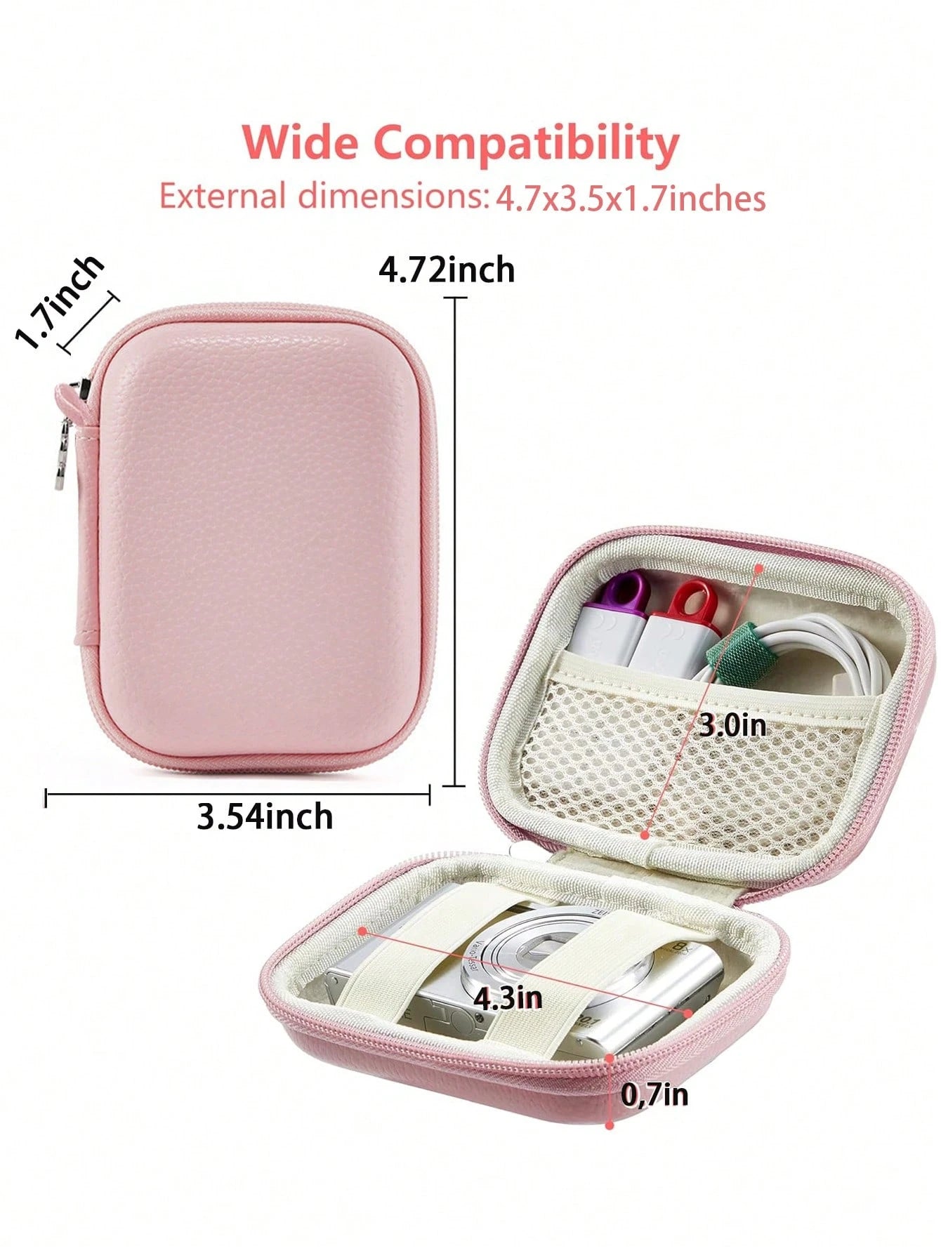 Mini CCD Camera Case, With Mesh Pocket, Digital Camera Case, Camera Bag, Travel, Portable, Lightweight, Durable, Stylish, For Home, For Outdoor