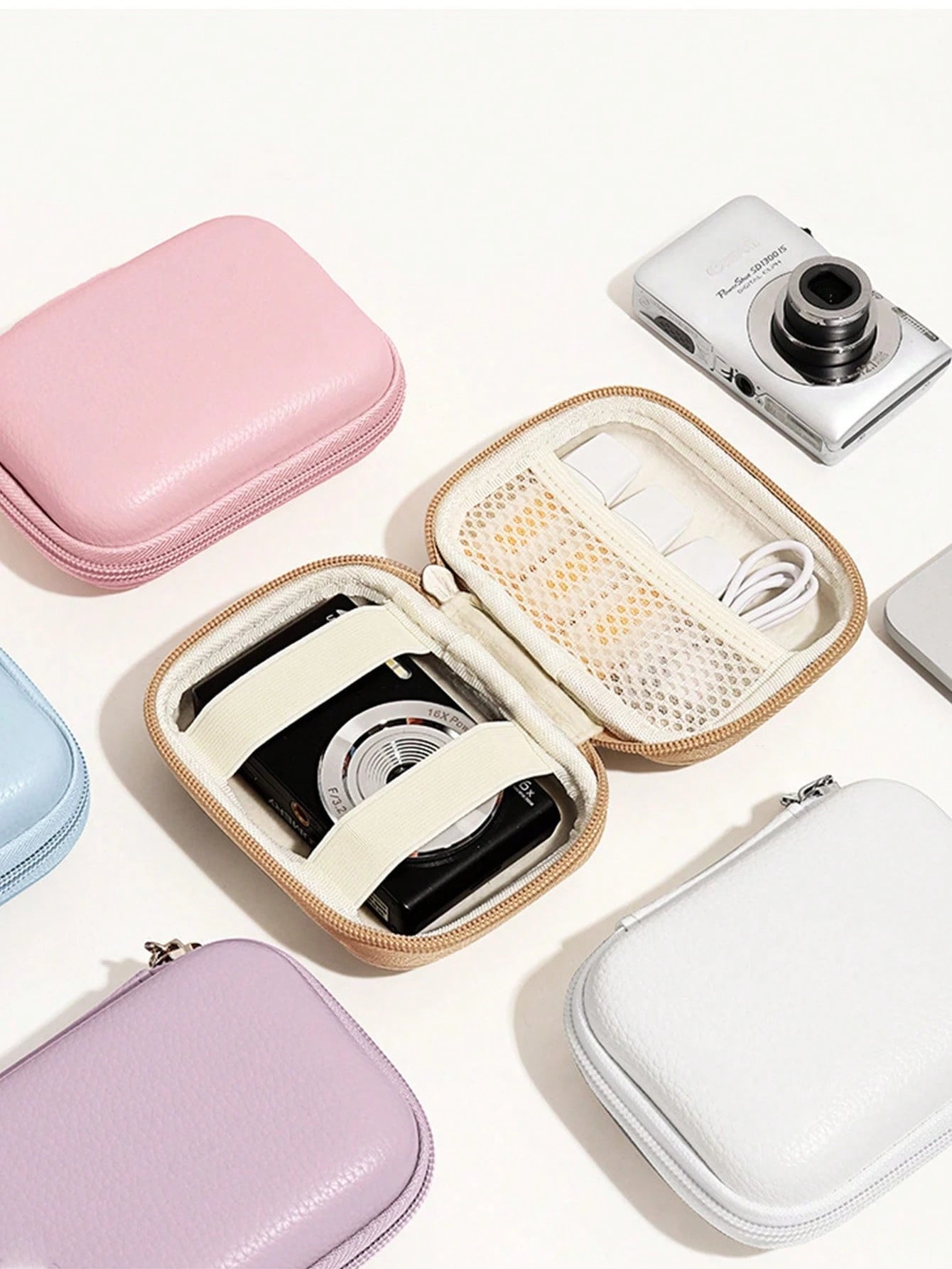 Mini CCD Camera Case, With Mesh Pocket, Digital Camera Case, Camera Bag, Travel, Portable, Lightweight, Durable, Stylish, For Home, For Outdoor