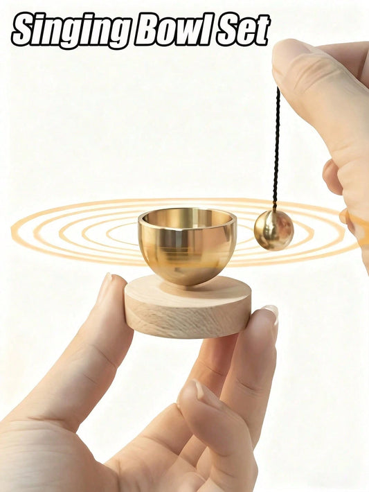 Mini Singing Bowl Set- Meditation Singing Bowl, Clear And Melodious Sound, Suitable For Yoga, Meditation, Relaxation, Mindfulness Practice, Chakra Healing, Self-Regulation, Unique Spiritual Gift, Ele