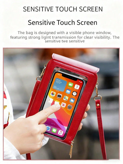 Mini Touch Screen Mobile Phone Wallet For Women, Lightweight Multifunctional Crossbody Bag, Fashion Accessory For Holiday & Anniversary Gifts