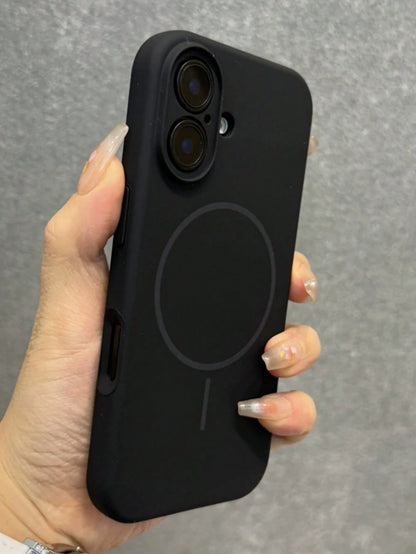 Minimalist Black Magnetic 1pc Matte Liquid Silicone Phone Case Compatible With IPhone 17 Air 16 15 14 13 12 Pro Max Plus Supports Wireless Charging Soft Silicone Back Cover Spring Birthday Gift