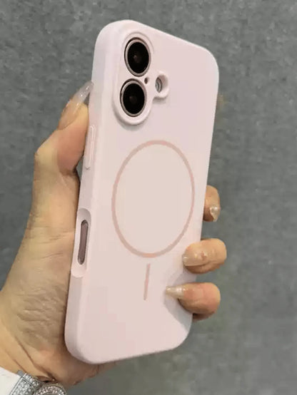 Minimalist Black Magnetic 1pc Matte Liquid Silicone Phone Case Compatible With IPhone 17 Air 16 15 14 13 12 Pro Max Plus Supports Wireless Charging Soft Silicone Back Cover Spring Birthday Gift