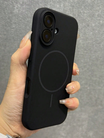 Minimalist Black Magnetic 1pc Matte Liquid Silicone Phone Case Compatible With IPhone 17 Air 16 15 14 13 12 Pro Max Plus Supports Wireless Charging Soft Silicone Back Cover Spring Birthday Gift