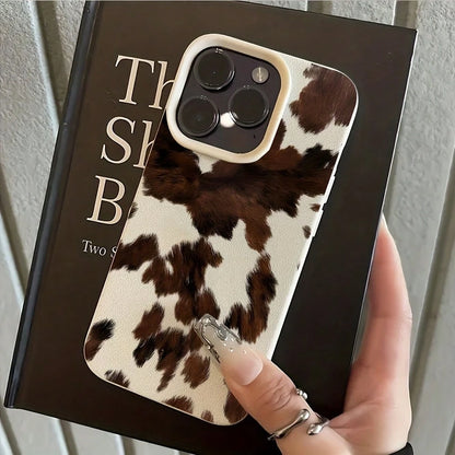 Minimalist Cow Print Pattern Phone Case, Compatible With 17 16 15 14 13 12 11 Mini Pro Max Air Plus, Anti-Drop Matte Back Cover, Smartphone Protective Case, Daily Use Case, Fashionable Phone Accessory