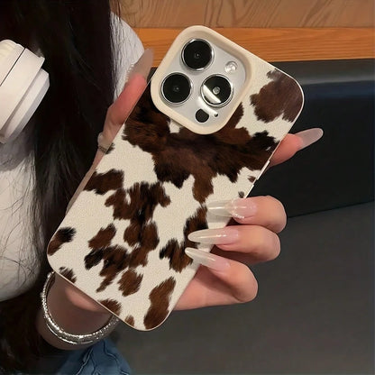 Minimalist Cow Print Pattern Phone Case, Compatible With 17 16 15 14 13 12 11 Mini Pro Max Air Plus, Anti-Drop Matte Back Cover, Smartphone Protective Case, Daily Use Case, Fashionable Phone Accessory
