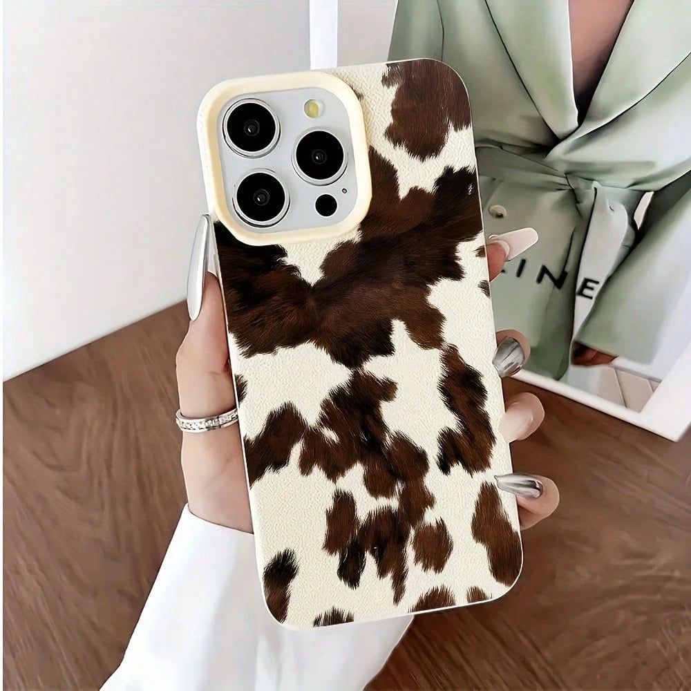 Minimalist Cow Print Pattern Phone Case, Compatible With 17 16 15 14 13 12 11 Mini Pro Max Air Plus, Anti-Drop Matte Back Cover, Smartphone Protective Case, Daily Use Case, Fashionable Phone Accessory