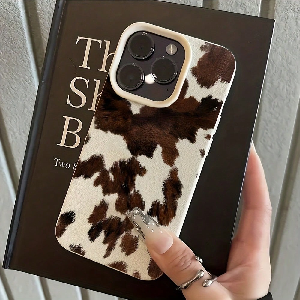 Minimalist Cow Print Pattern Phone Case, Compatible With 17 16 15 14 13 12 11 Mini Pro Max Air Plus, Anti-Drop Matte Back Cover, Smartphone Protective Case, Daily Use Case, Fashionable Phone Accessory