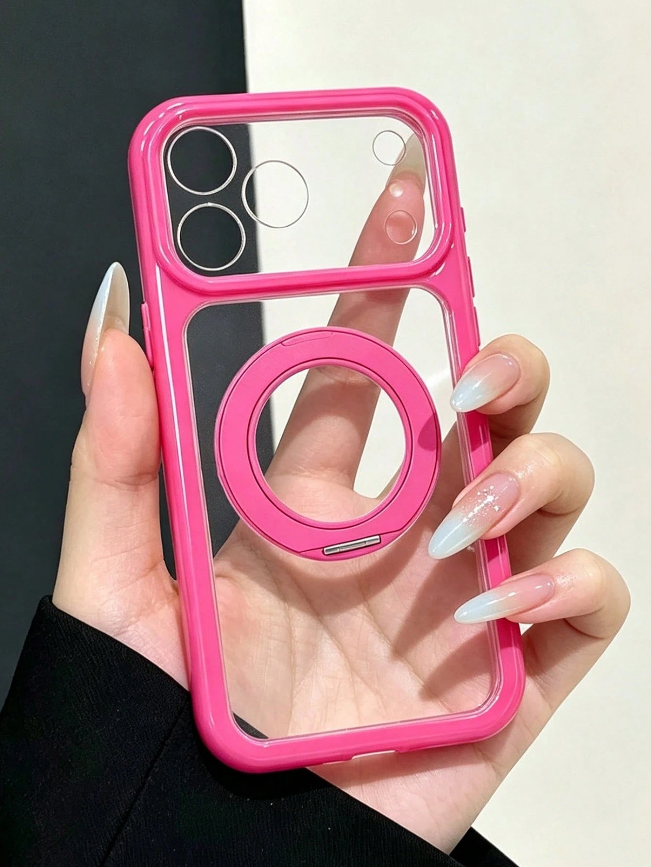 Minimalist Dopamine Solid Color Edge Rotating Bracket Stand Phone Case Compatible With IPhone 17 Pro Max 17 Pro 17 Pro 16 14 13 12 15 Pro Max 14 15 16 Plus 14 15 13 12 11 16 17 Transparent Protective