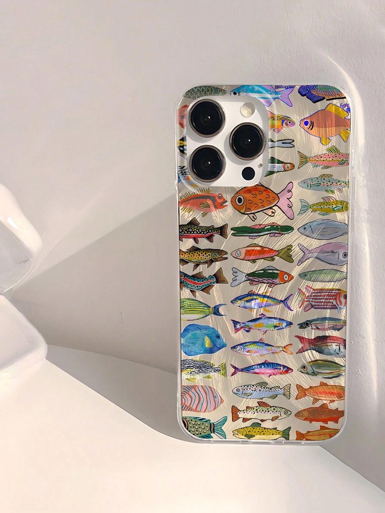 Minimalist Luxury Ocean Element Fashion IMD 1pc Fish Pattern Waterproof Anti-Fingerprint Scratch-Resistant Transparent Soft Glossy Smooth Phone Premium Case Compatible With Apple 16/16 Plus/16 Pro/16