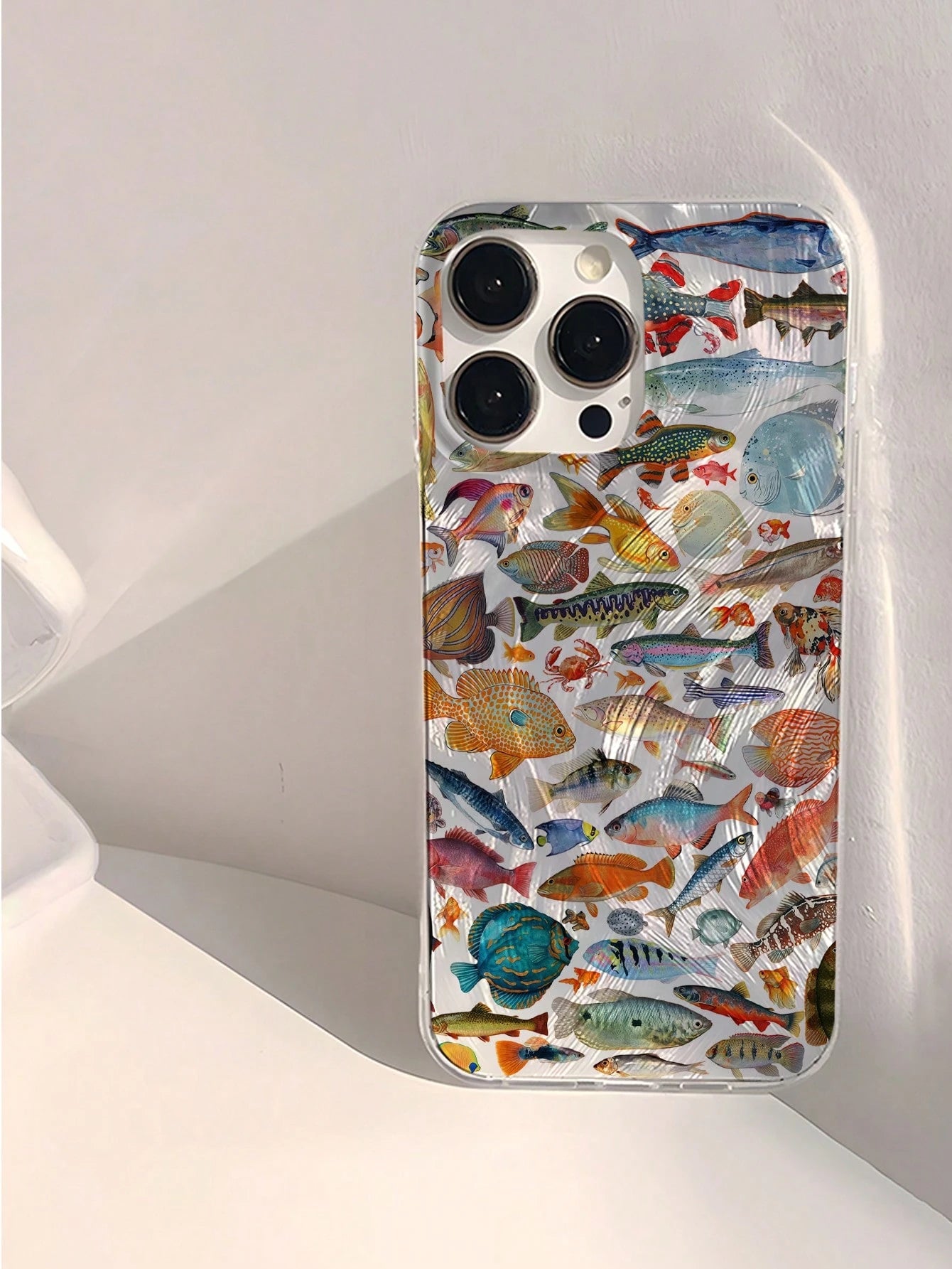 Minimalist Luxury Ocean Element Fashion IMD 1pc Fish Pattern Waterproof Anti-Fingerprint Scratch-Resistant Transparent Soft Glossy Smooth Phone Premium Case Compatible With Apple 16/16 Plus/16 Pro/16