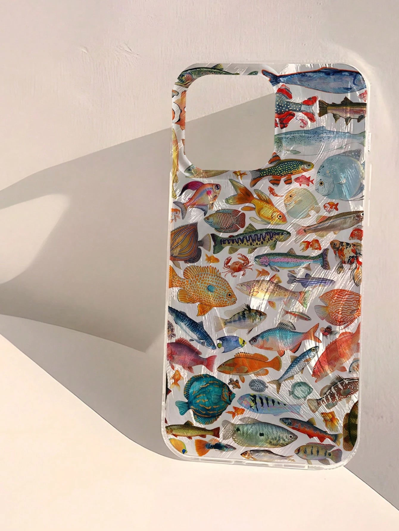 Minimalist Luxury Ocean Element Fashion IMD 1pc Fish Pattern Waterproof Anti-Fingerprint Scratch-Resistant Transparent Soft Glossy Smooth Phone Premium Case Compatible With Apple 16/16 Plus/16 Pro/16